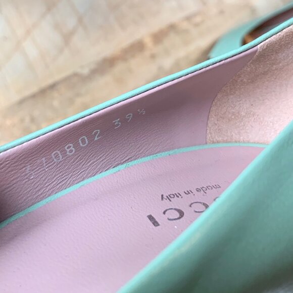 Gucci Seafoam Green Malaga Kid Studded Pumps - Picture 7 of 12